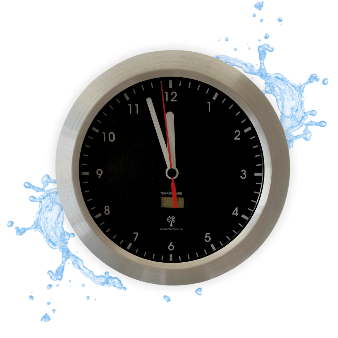 CLOXON Badezimmer Funkuhr mit Temperaturanzeige und Saugnäpfen