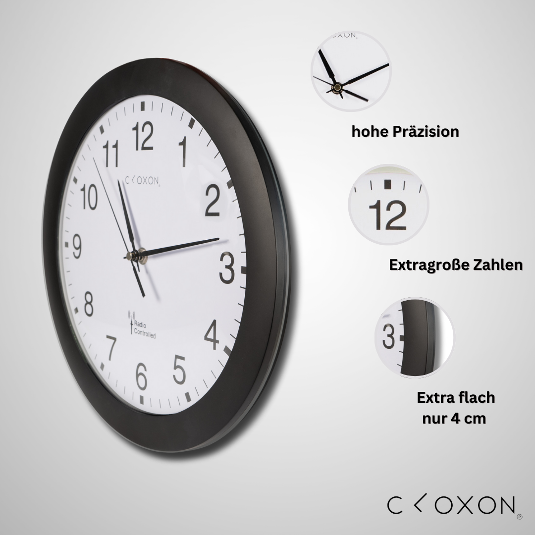 CLOXON Funkwanduhr 30 cm schwarz
