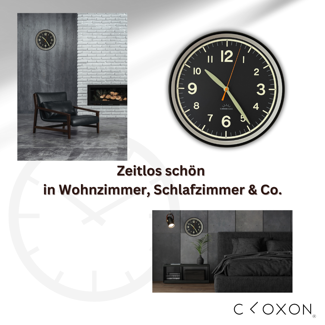 CLOXON Wanduhr 32 cm mit leuchtenden Zeigern