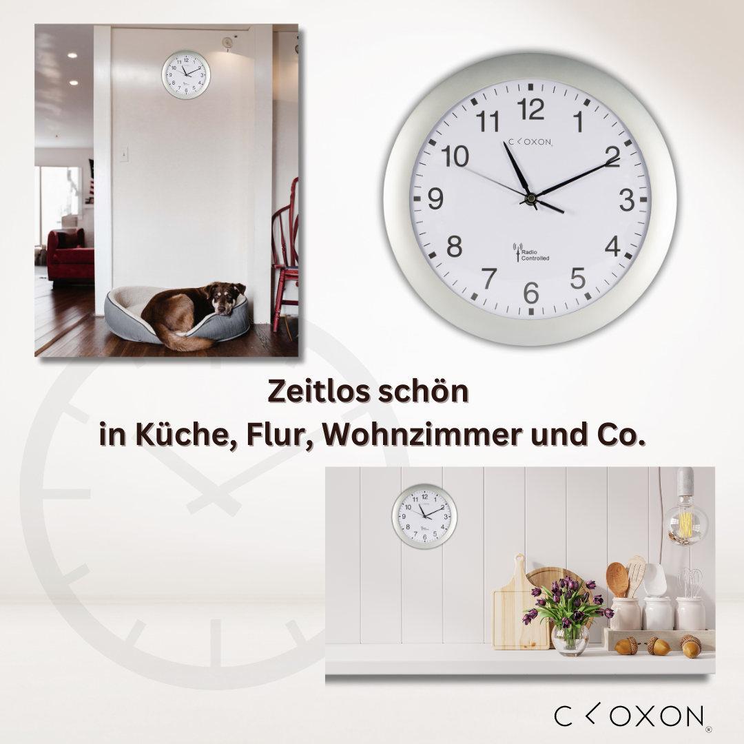 CLOXON Funkwanduhr 30 cm silber