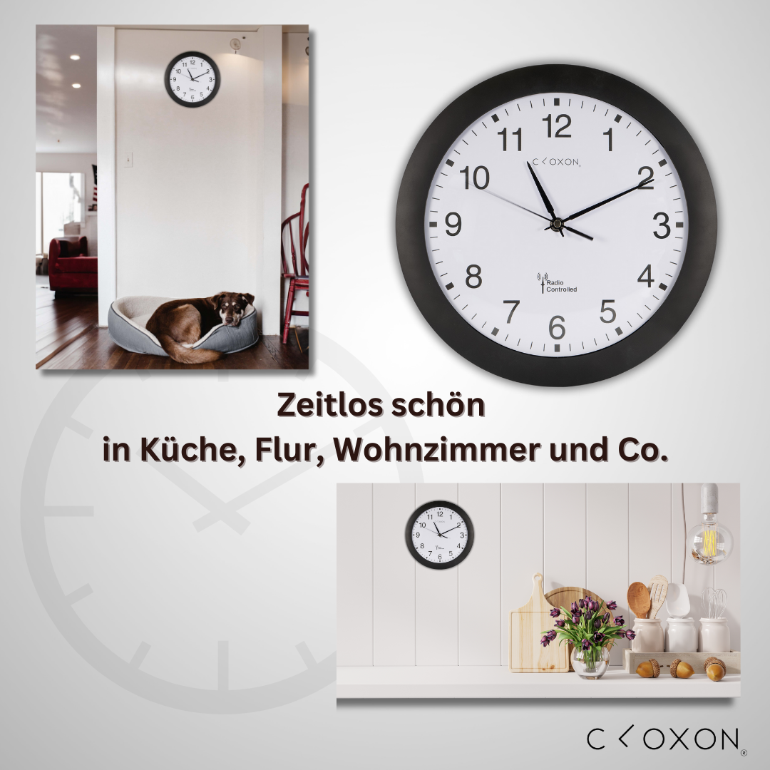 CLOXON Funkwanduhr 30 cm schwarz