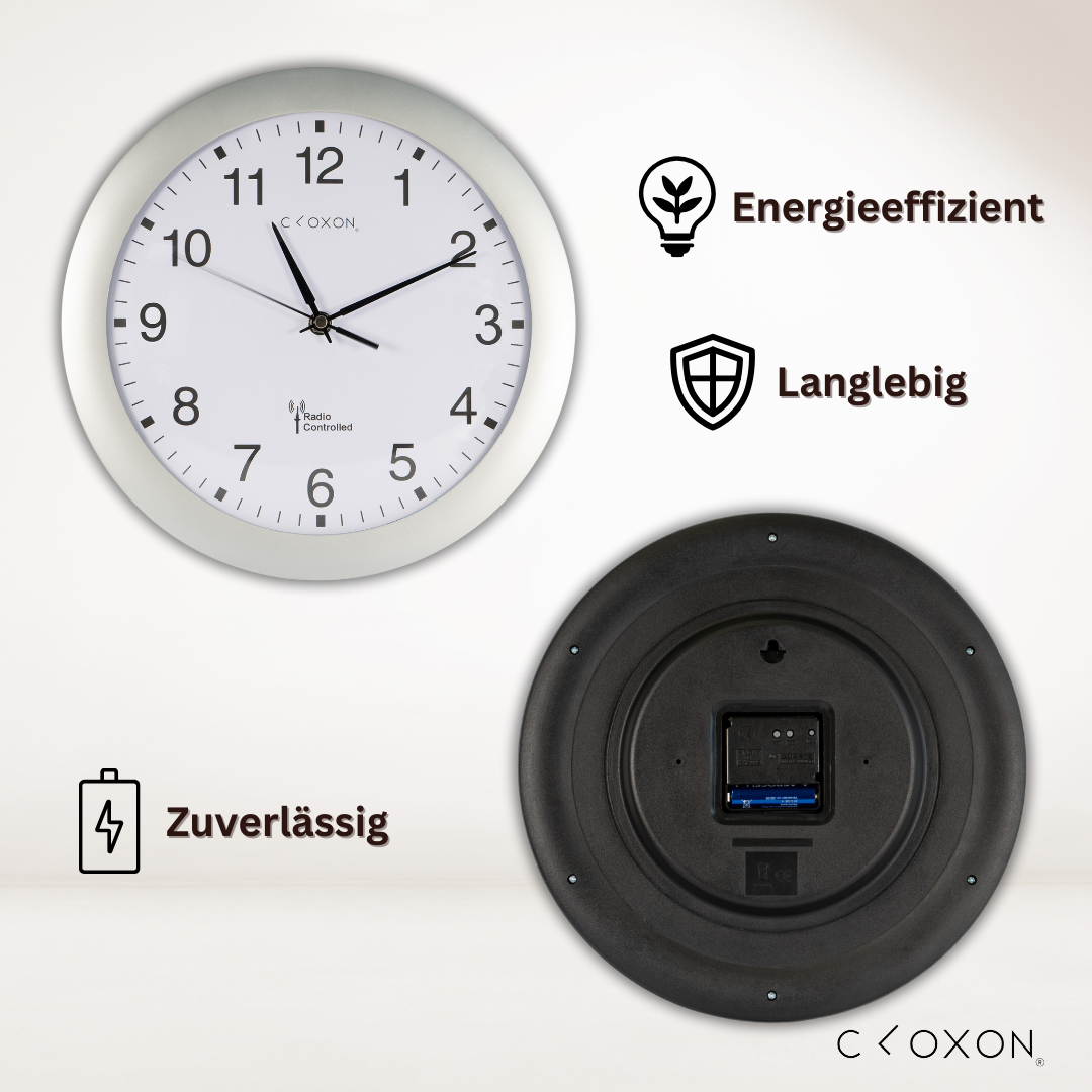 CLOXON Funkwanduhr 30 cm silber