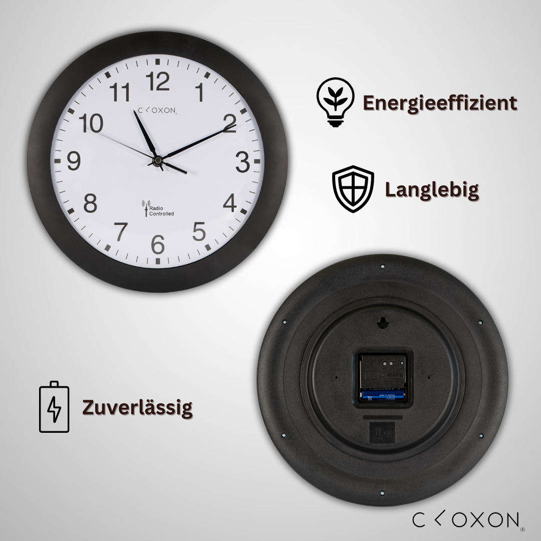 CLOXON Funkwanduhr 30 cm schwarz
