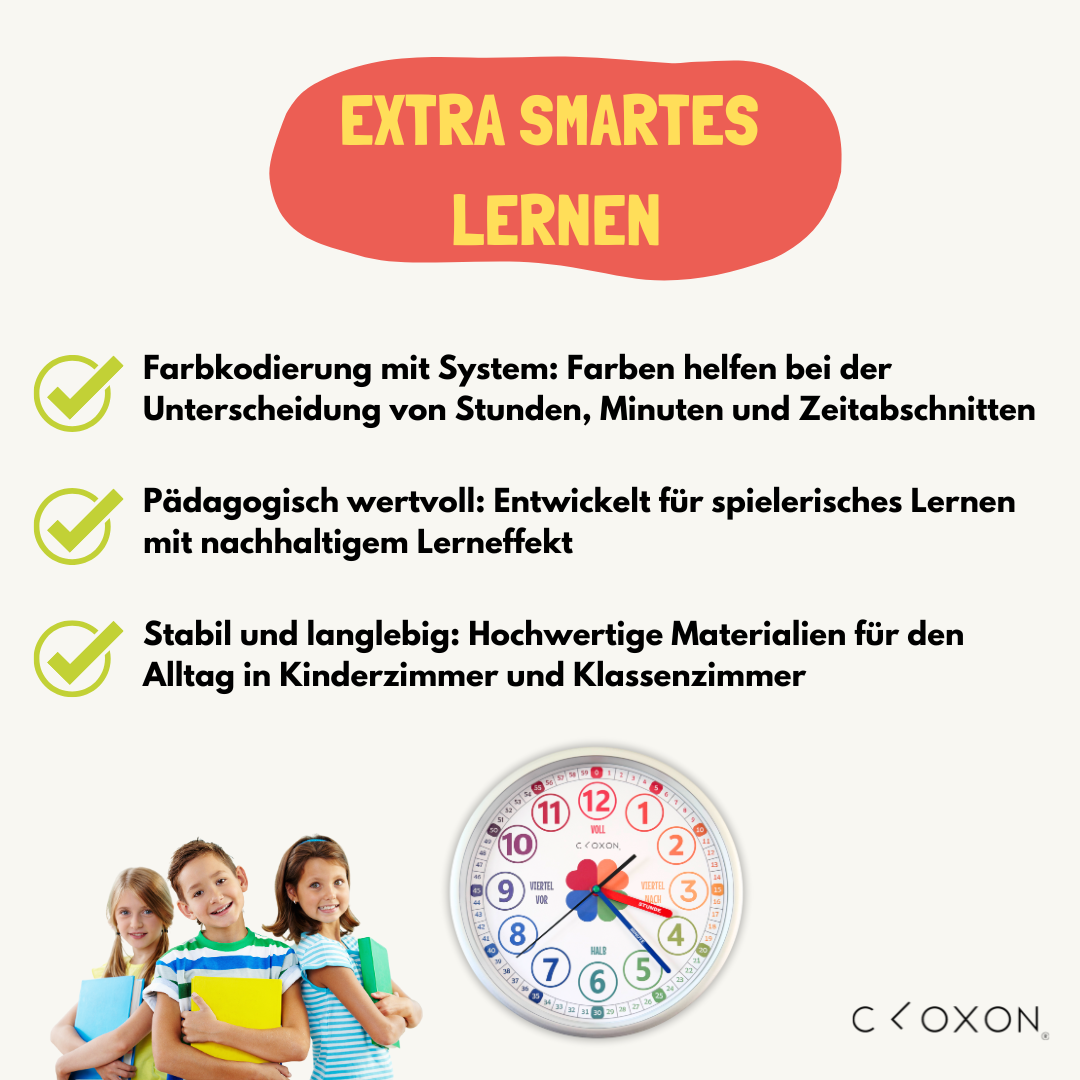 CLOXON Kinderuhr zum Lernen der Uhrzeit