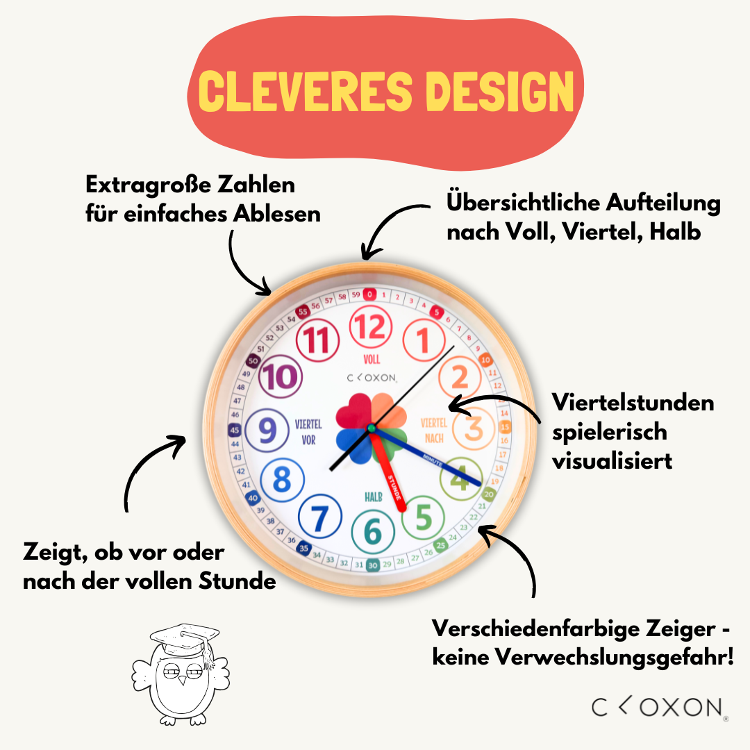 CLOXON Kinderuhr zum Lernen der Uhrzeit