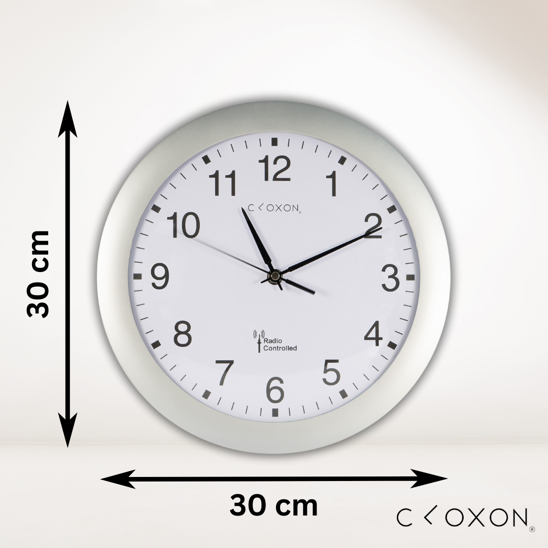 CLOXON Funkwanduhr 30cm silber