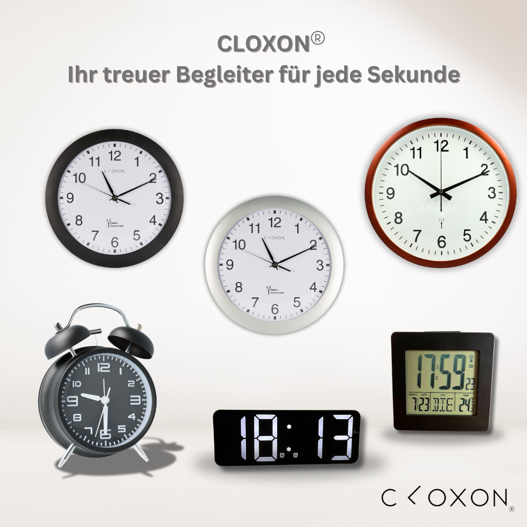 CLOXON Badezimmer Funkuhr mit Temperaturanzeige