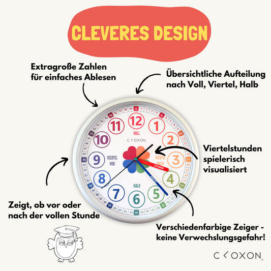 CLOXON Kinderuhr zum Lernen der Uhrzeit