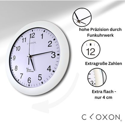 CLOXON Funkwanduhr 30cm weiss